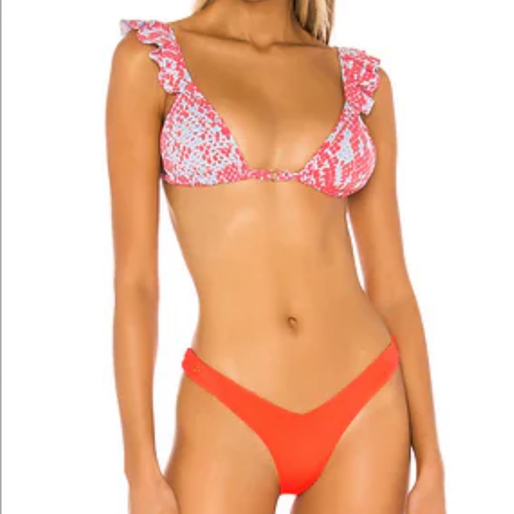 Maaji V Bikini Bottom in Coral Reef Viva & Triangle Top in Sheila Pirouette
